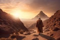 Moses in the Wilderness The biblical Moses walks through the Sinai desert, a wilderness area, in search of the Promised Land Good