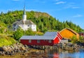 Moskenes Church in Moskenes fishing village in Lofoten Islands.