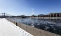 Moskow Moskva River embankment, Russia winter day, Royalty Free Stock Photo