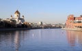 Moskva River and the Christ the Savior Cathedral, Moscow, Russia Royalty Free Stock Photo