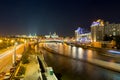 Moskva River in downtown Moscow at night. Russia