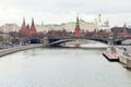 Moskva River and Kremlin in Moscow in autumn day Royalty Free Stock Photo