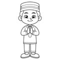 Moslem Boy Greeting Salaam Ramadan BW