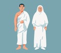 Moslem Couple Wear Hajj Cloth