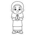 Moslem Girl Greeting Salaam BW