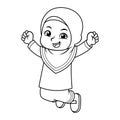 Moslem Girl Jumping BW