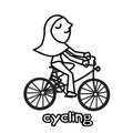 A moslem girl riding a bicycle. Great for children coloring activity.