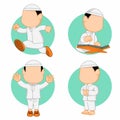 Moslem kids character doing activity Royalty Free Stock Photo