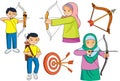 Moslem Kids Plays Archery Graphic and Illustration