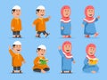 Chubby Boy And Girl Moslem Character Set