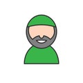 Moslem man with beard and sideboard. Simple monoline icon style for muslim ramadan and eid al fitr celebration