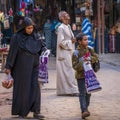 November 2019, LUXOR, EGYPT - Moslem People of Egypt go shopping at Luxor Souq