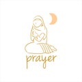 Moslem Woman Pray in the Night Illustration