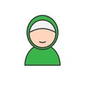 Moslem Women with hijab. Simple monoline icon style for muslim ramadan and eid al fitr celebration