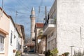Mosque of Agia Sophia Paphou seen through the narrow street in Old Town of Paphos. Cyprus