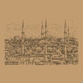 Mosque. Ankara,Turkey. Vector outline illustration