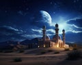 The mosque architecture in the desert is beautiful.