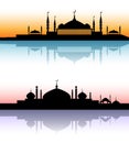 Mosque architecture silhouettes sunset cityscapes Royalty Free Stock Photo