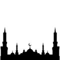 mosque background with black and white dome and minarets