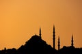 Silhouette of Suleymaniye Mosque at sunset. Ramadan or islamic concept photo Royalty Free Stock Photo