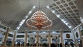 Mosque Baitul Izza& x27;s interior. Beautiful chandelier.