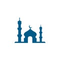 Mosque Blue Icon On White Background. Blue Flat Style Vector Illustration