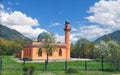 Mosque building in Russia, the Caucasus among the greenery