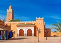 Mosque buildings in the central square, Zagora, Morocco. Copy space for text