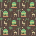 Mosque, camel, middle east ramadhan mubarak pattern