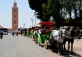 Mosque and carriages in Marrakech