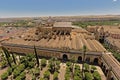 Aerial view on the Mosque cathedral and patio de los naranjos in Cordoba