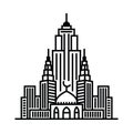 Mosque and city skyline black. Vector illustration