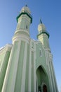 Mosque in the city of Sterlitamak against the blue sky closeup