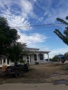 Mosque in cloudly day with sea and skies