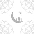 Mosque and crescent moon- symbol of the religion of Islam