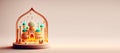 Mosque Digital 3D Illustration for Eid Ramadan Islmic Celebration Banner Royalty Free Stock Photo