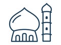 Mosque dome pray muslim single isolated icon with outline style