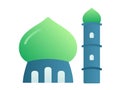 Mosque dome pray muslim single isolated icon with smooth style