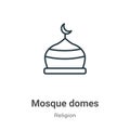 Mosque domes outline vector icon. Thin line black mosque domes icon, flat vector simple element illustration from editable