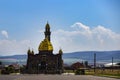 The Ingushetia, Magas, June 27, 2018, Mosque with Golden domes, editorial Royalty Free Stock Photo