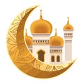mosque in golden moon Royalty Free Stock Photo