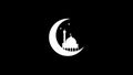 mosque and half moon with black matte channel for islamic design