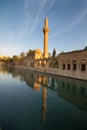 Mosque of Halil-ur-Rahman Reflection on Abraham`s Pool, Urfa, Tu Royalty Free Stock Photo