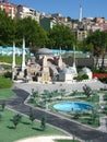 Mosque with high minarets in the park Miniaturk in Istanbul, Turkey Royalty Free Stock Photo