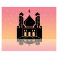 mosque icon color illustration vector design symbol ramadan background afternoon sky stars Royalty Free Stock Photo