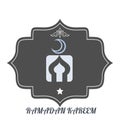 Mosque icon and elegant frame of Ramadan Kareem Royalty Free Stock Photo