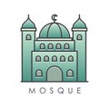 Mosque Icon, with linear and multi color design