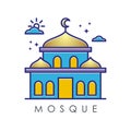 Mosque Icon, with linear and multi color design