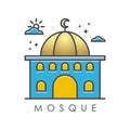 Mosque Icon, with linear and multi color design