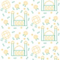 Mosque icon pattern ketupat rice cake ied mubarak with dual tone color flat style design Royalty Free Stock Photo